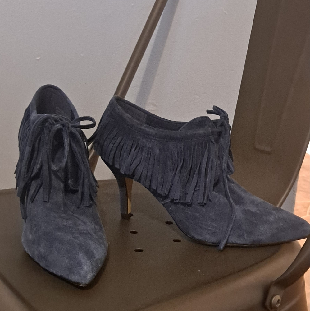Bella Vita suede fringe high heel booties